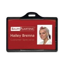 Baumgartens Horizontal ID Card Holder - Plastic - 25 / Pack - Black