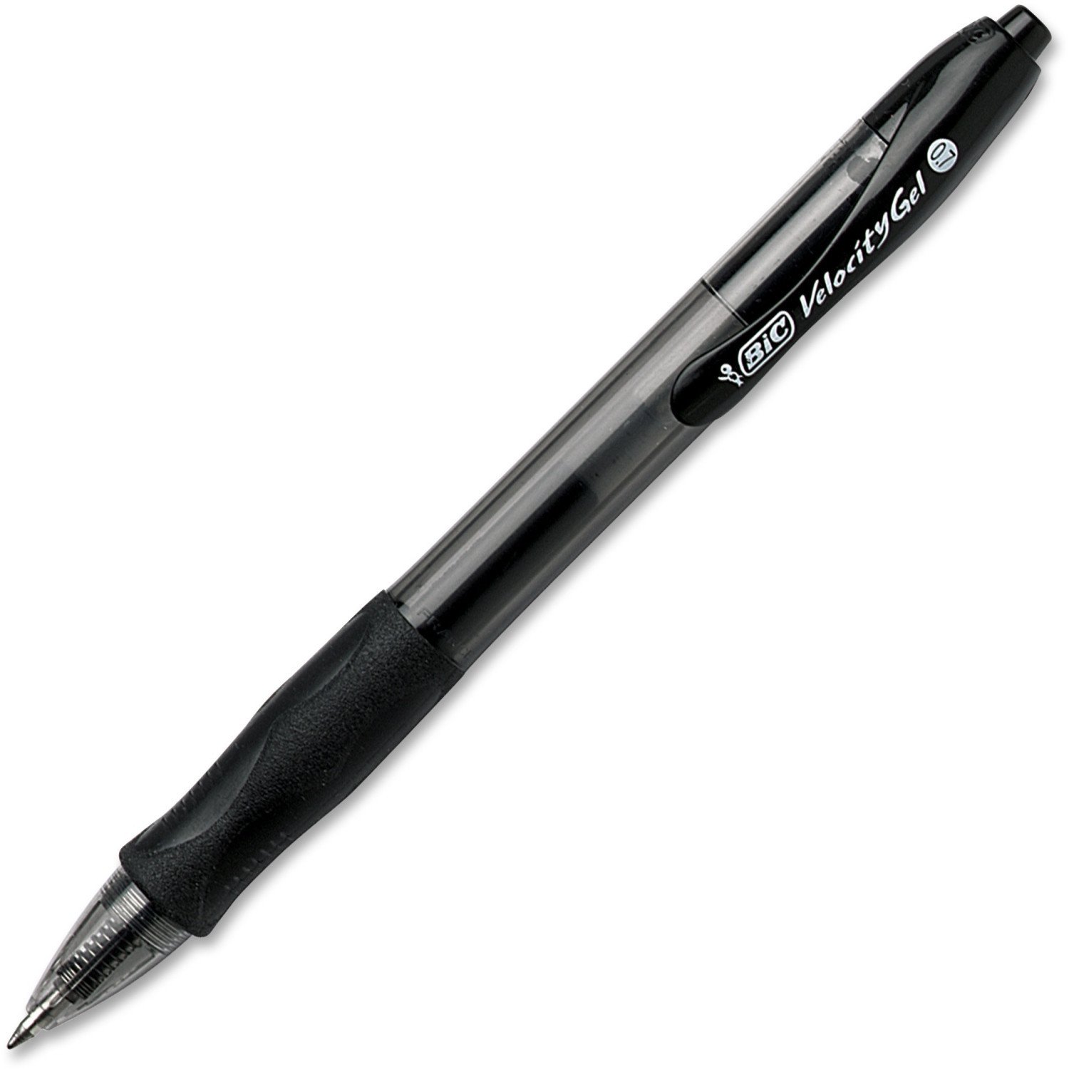 BIC Velocity Gel Retractable Pen - Medium Pen Point Type - 0.7 mm Pen Point Size - Black Gel-based Ink - 12/box