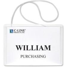 C-Line Hanging Style Name Badge Holder - 3'' (76.2 mm) x 4'' (101.6 mm) - Vinyl - 50 / Box - Clear