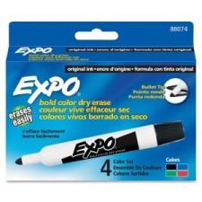 Expo Bullet Point Marker - Bold, Broad Marker Point Type - Bullet Marker Point Style - Black, Blue, Red, Green Ink - 4 / Set