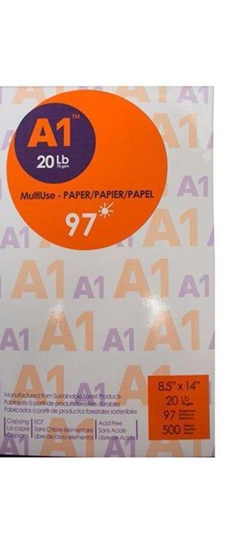 A1‎ : Multipurpose 97 Bright Premium Copy Paper 8.5'' x 14'' - Legal Paper Per Ream