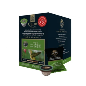 Club Coffee 100% Colombian  Single Serve Coffee (20Pack)
