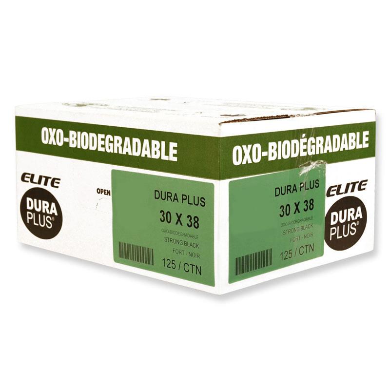 DURA PLUS Elite 30 X 38 OXO Black Poly Garbage Bags Cs 200 Strong 