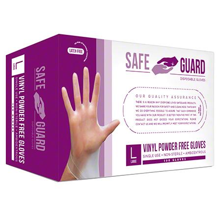 Safe Guard Powder Free Disposable Clear Vinyl Gloves Size X-Large - 100 Pk