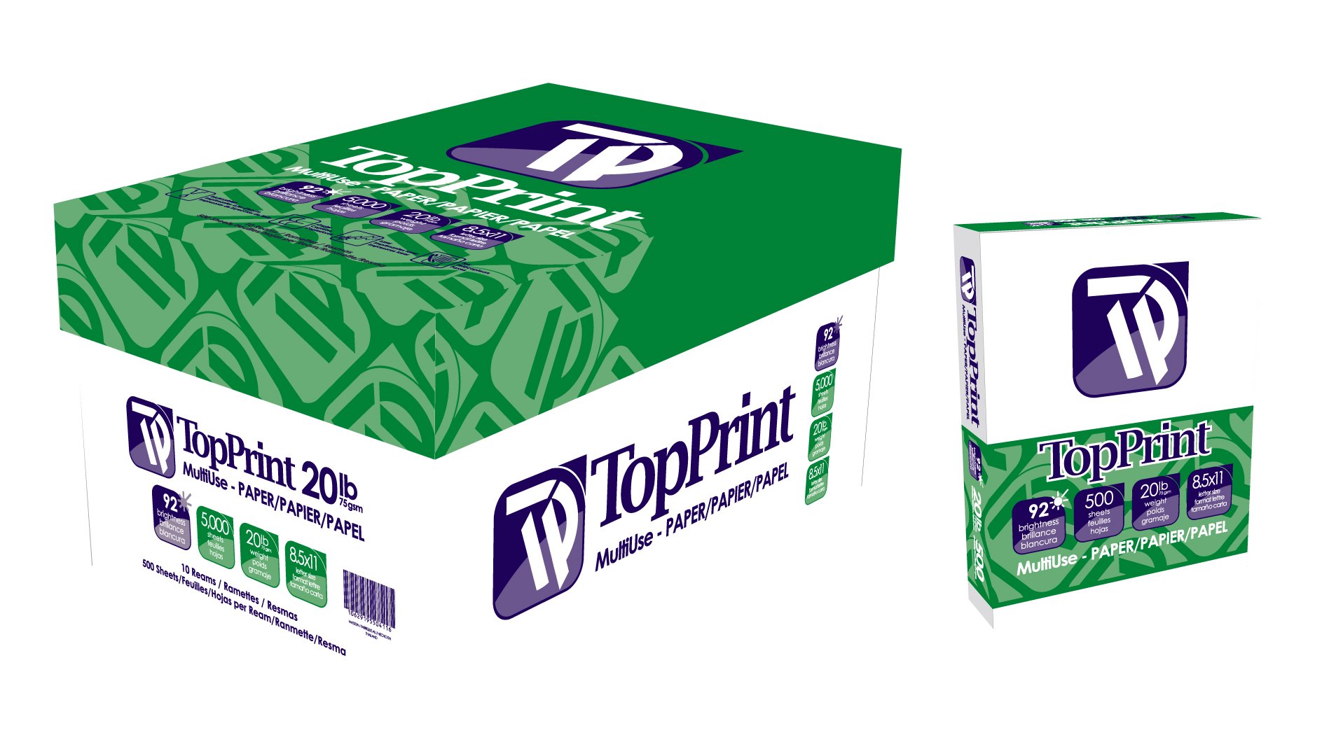 Top Print 92 Bright Premium Copy Paper in Bulk (4+ Cases) Office Buggy
