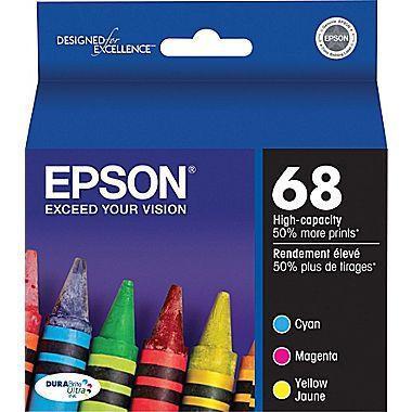 Epson 68 (T068520-S) - Original - Cyan, Magenta, Yellow Ink Cartridges, High Yield, 3/Pack