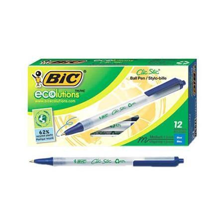 BIC Ecolutions Blue Ballpoint Pen - Medium Point, 1 mm Point Size, 12/Pack